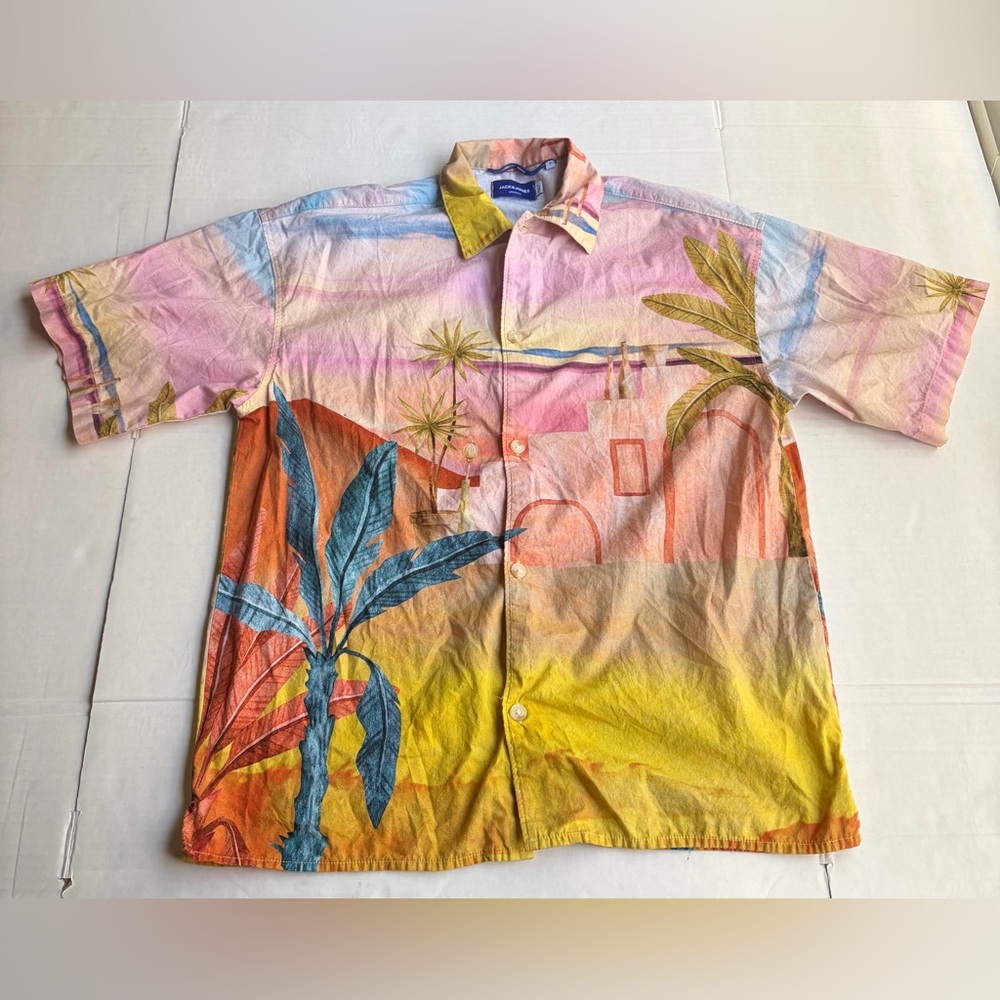 Jack & Jones Multicolor Tropical Short-Sleeve Shirt Wide Fit Small Colorful Land
